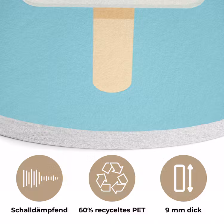 Ijsje - Stokje - Sprinkles - Lichtblauw Akoestische PET Vilt - Rond klein -closeup_DE