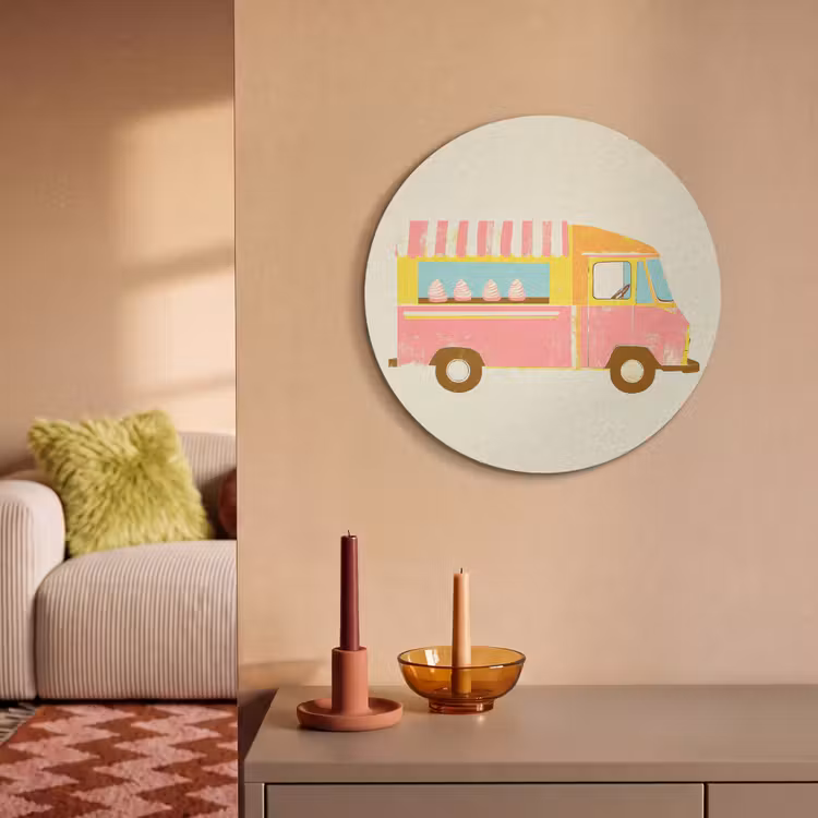 Ijskar - Retro - Softijsjes - Roze Akoestische PET Vilt - Rond klein -sfeer1