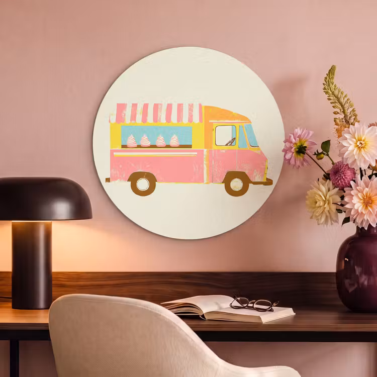 Ijskar - Retro - Softijsjes - Roze Akoestische PET Vilt - Rond klein -sfeer3