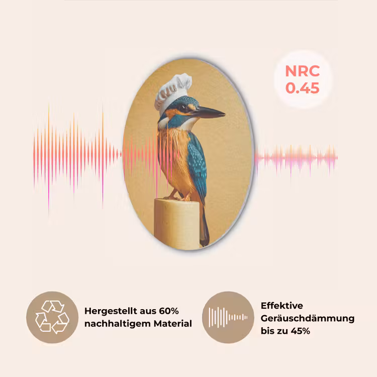 Ijsvogel - Pilaar - Koksmuts - Vogel Akoestische PET Vilt - Rond klein -USP_DE