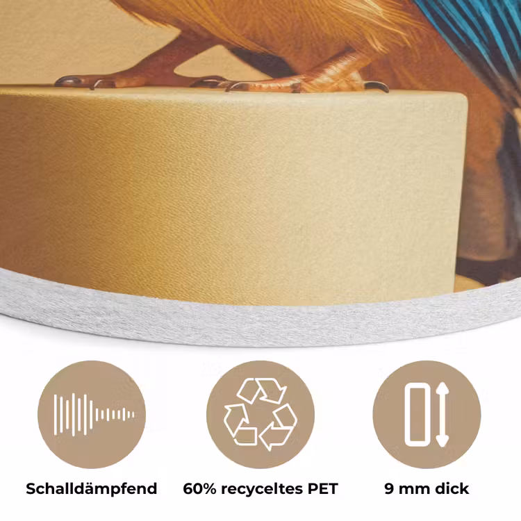 Ijsvogel - Pilaar - Koksmuts - Vogel Akoestische PET Vilt - Rond klein -closeup_DE