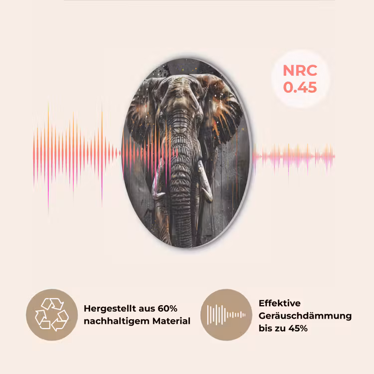 Olifant - Watercolor - Wilde dieren - Luxe Akoestische PET Vilt - Rond klein -USP_DE