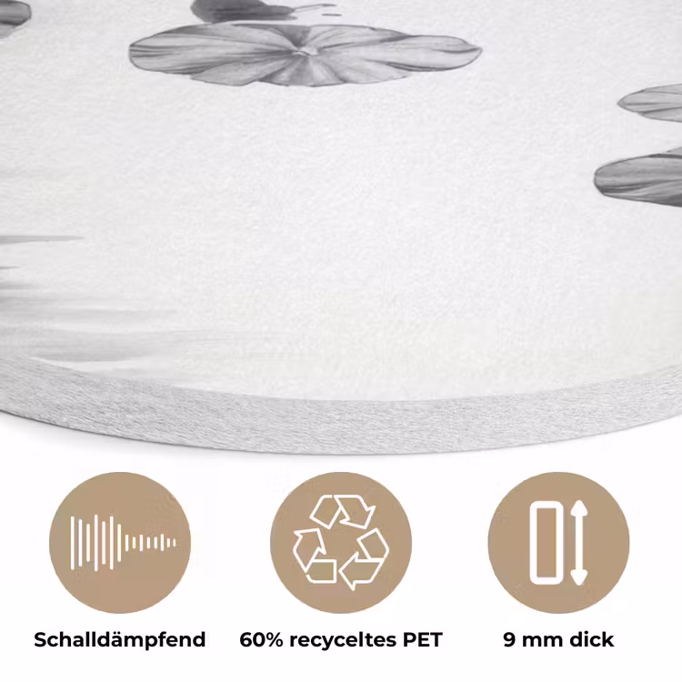 Eenden - Waterlelies - Riet - Zwart Akoestische PET Vilt - Rond klein -closeup_DE