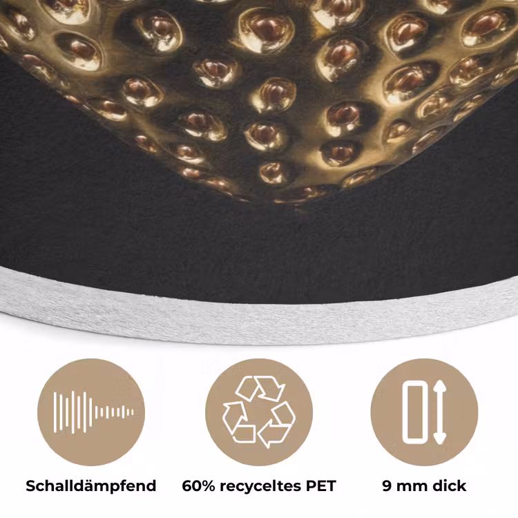 Aardbei - Goud - Zwart - Chrome Akoestische PET Vilt - Rond klein -closeup_DE
