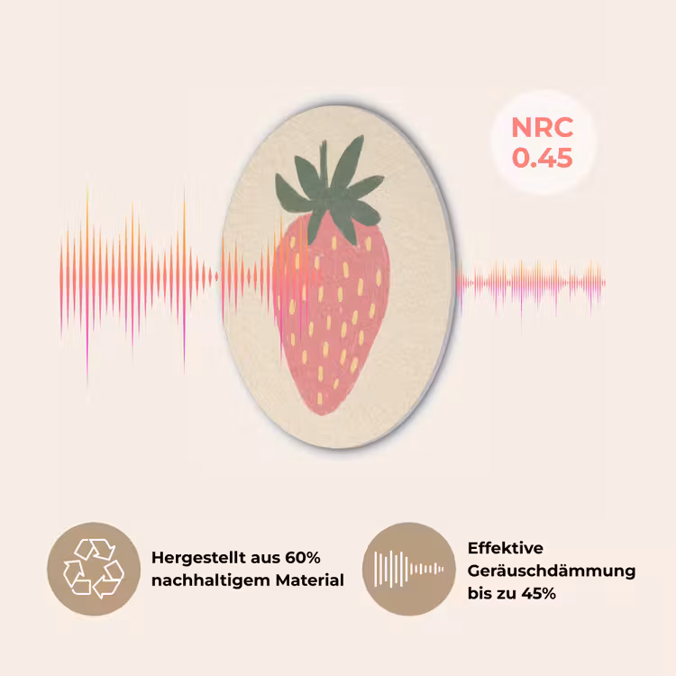 Aardbei - Minimalistisch - Rood - Fruit Akoestische PET Vilt - Rond klein -USP_DE