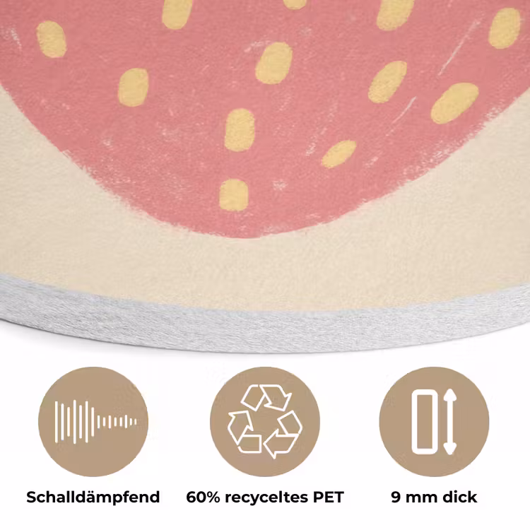 Aardbei - Minimalistisch - Rood - Fruit Akoestische PET Vilt - Rond klein -closeup_DE