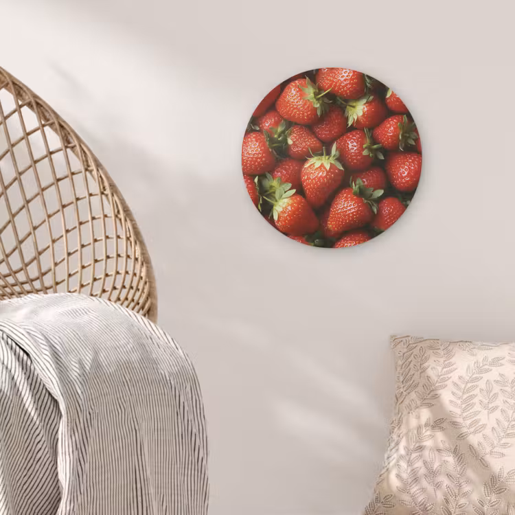 Aardbei - Fruit - Rood Akoestische PET Vilt - Rond klein -sfeer4