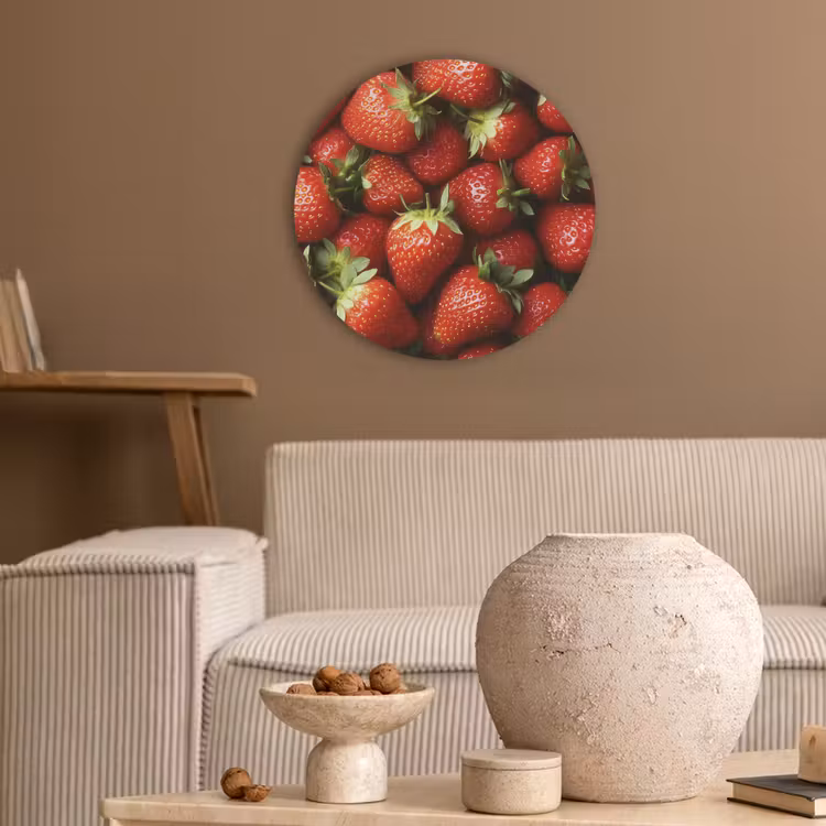 Aardbei - Fruit - Rood Akoestische PET Vilt - Rond klein -sfeer1