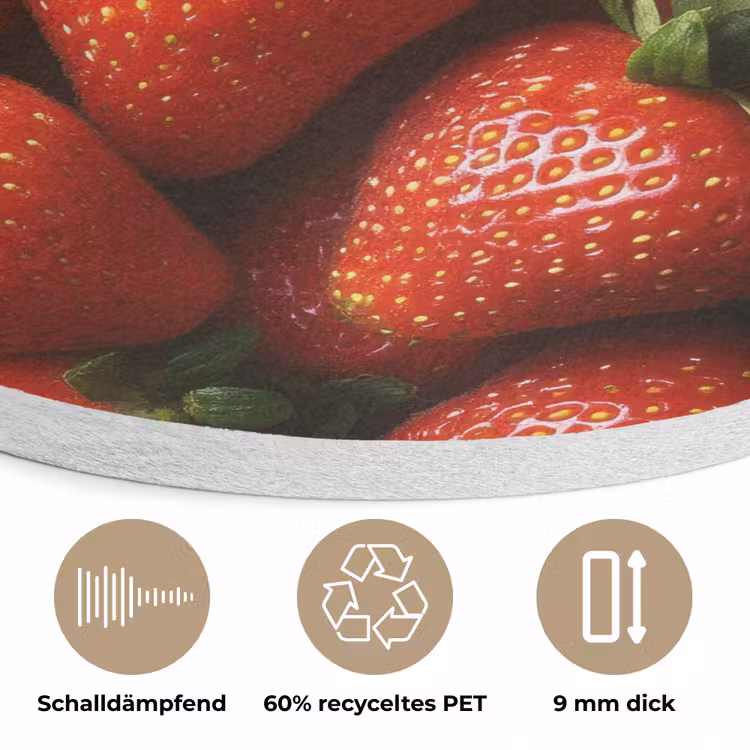 Aardbei - Fruit - Rood Akoestische PET Vilt - Rond klein -closeup_DE