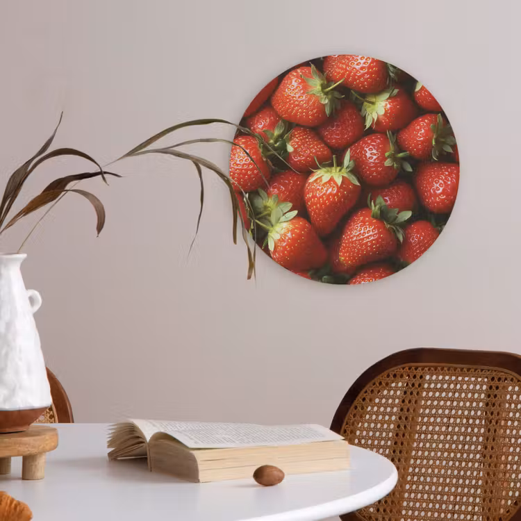 Aardbei - Fruit - Rood Akoestische PET Vilt - Rond klein -sfeer3