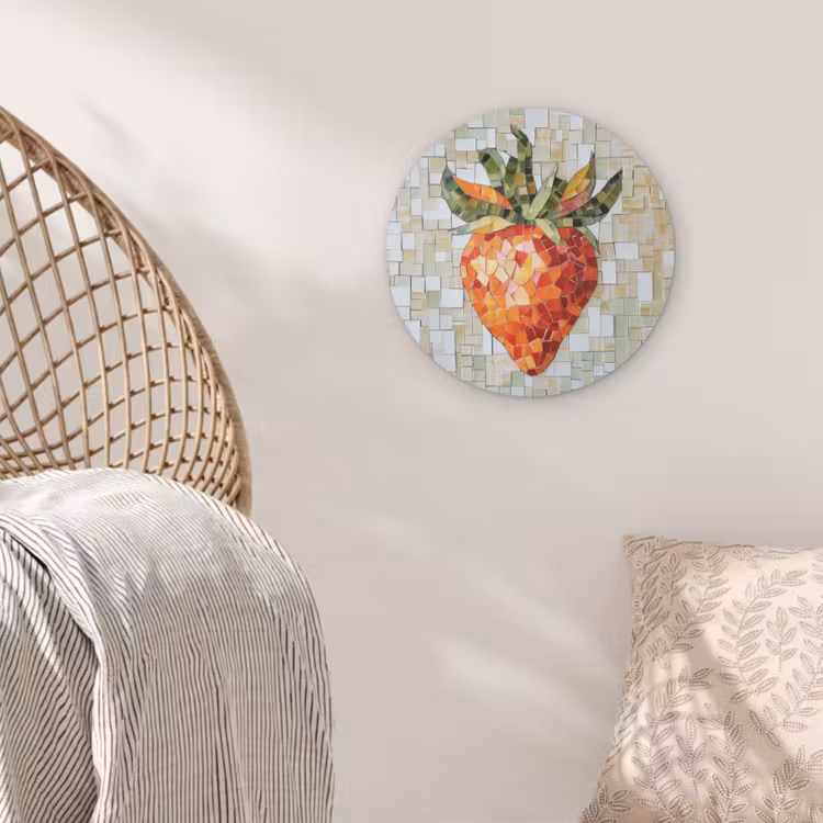 Aardbei - Rood - Mozaïek - Fruit Akoestische PET Vilt - Rond klein -sfeer4