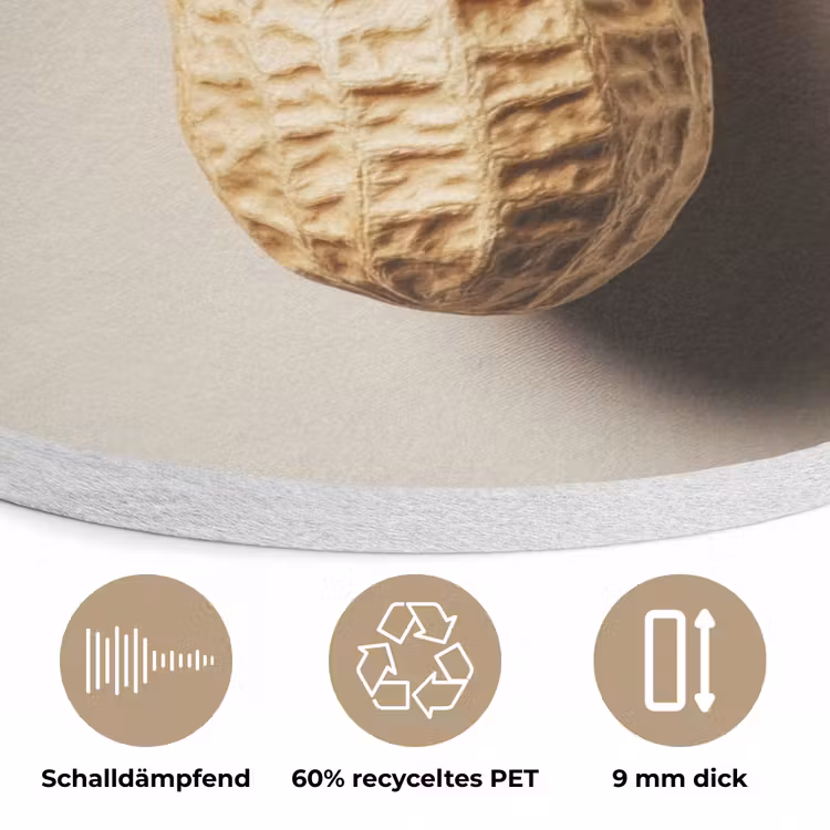 Pinda - Ruw - Beige Akoestische PET Vilt - Rond klein -closeup_DE