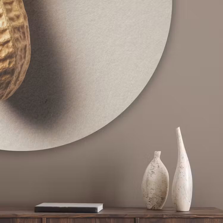 Pinda - Ruw - Beige Akoestische PET Vilt - Rond klein -sfeer5_closeup