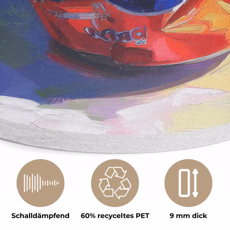 Frisdrank - Blik - Paars Akoestische PET Vilt - Rond klein -closeup_DE