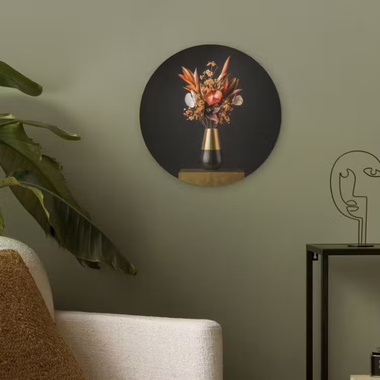 Exotisch - Boeket - Vaas - Goud Akoestische PET Vilt - Rond klein -sfeer2