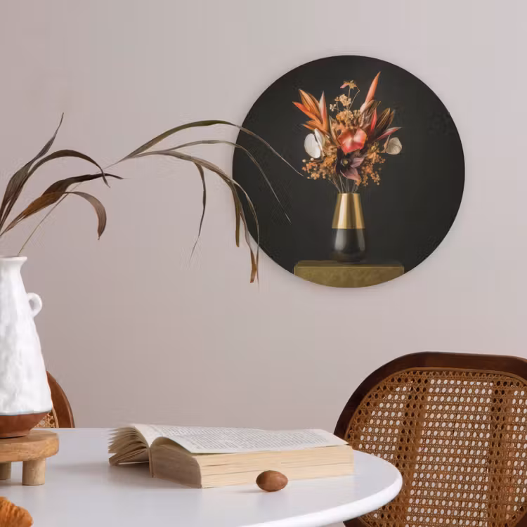 Exotisch - Boeket - Vaas - Goud Akoestische PET Vilt - Rond klein -sfeer3