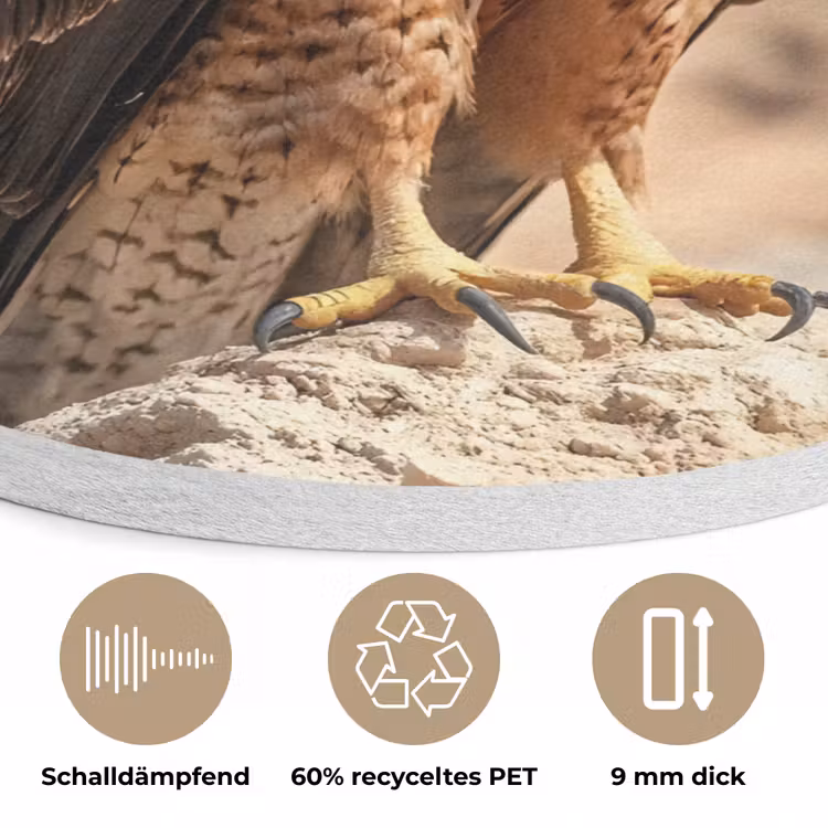 Valk - Vogel - Rots - Macht Akoestische PET Vilt - Rond klein -closeup_DE
