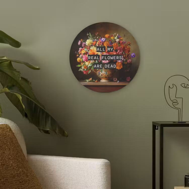 Kleur - Bloemen - Vintage - Bloemenvaas Akoestische PET Vilt - Rond klein -sfeer2