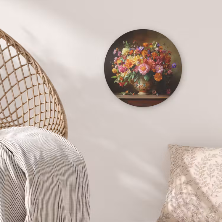 Kleuren - Boeket - Vaas - Hout Akoestische PET Vilt - Rond klein -sfeer4