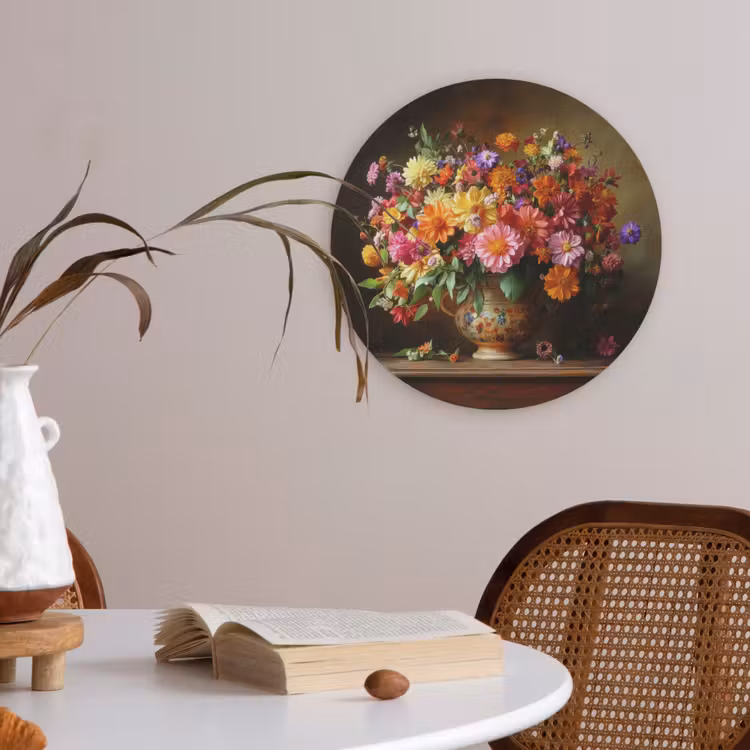 Kleuren - Boeket - Vaas - Hout Akoestische PET Vilt - Rond klein -sfeer3