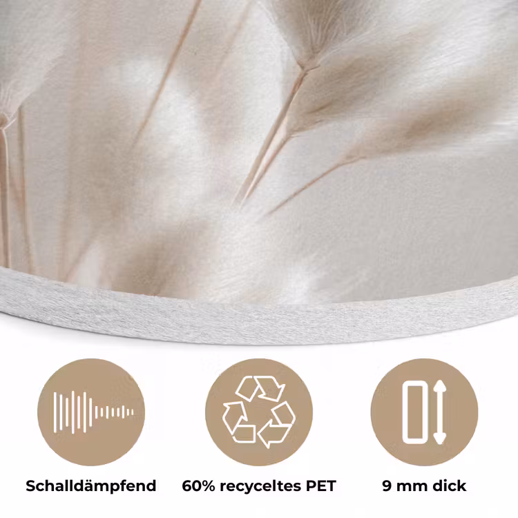 Pluimen - Beige - Minimalistisch Akoestische PET Vilt - Rond klein -closeup_DE