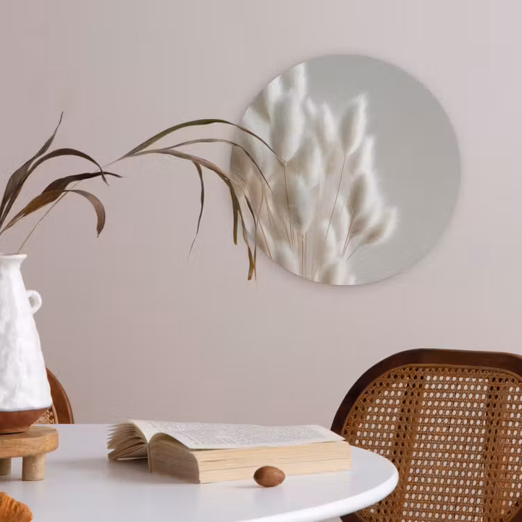 Pluimen - Beige - Minimalistisch Akoestische PET Vilt - Rond klein -sfeer3