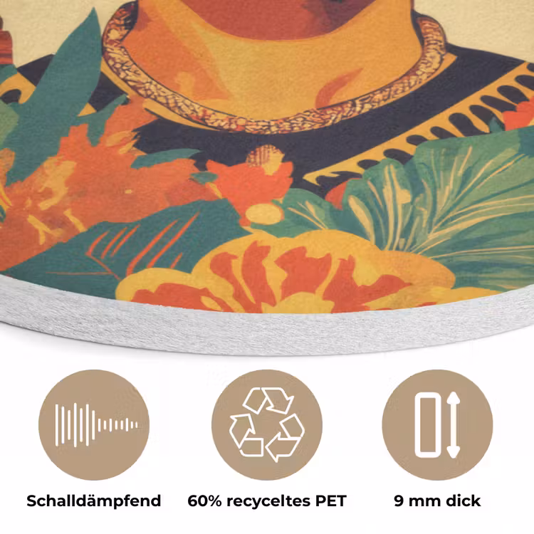 Vrouwelijk - Bloemen - Sieraden Akoestische PET Vilt - Rond klein -closeup_DE