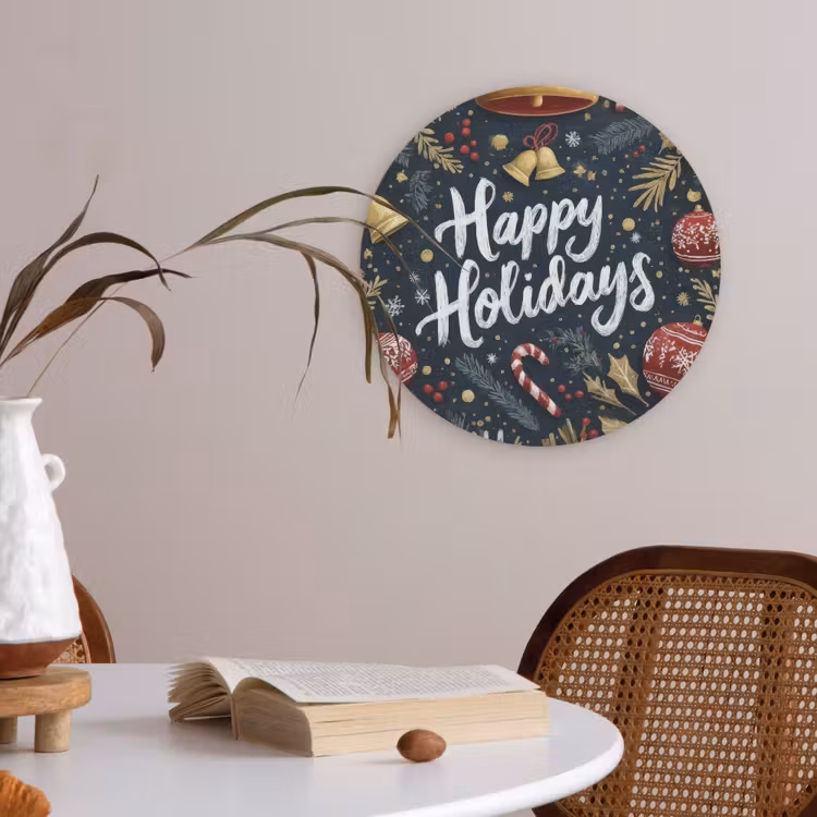 Feestelijk - Kerstgroet - Kleurrijk Akoestische PET Vilt - Rond klein -sfeer3