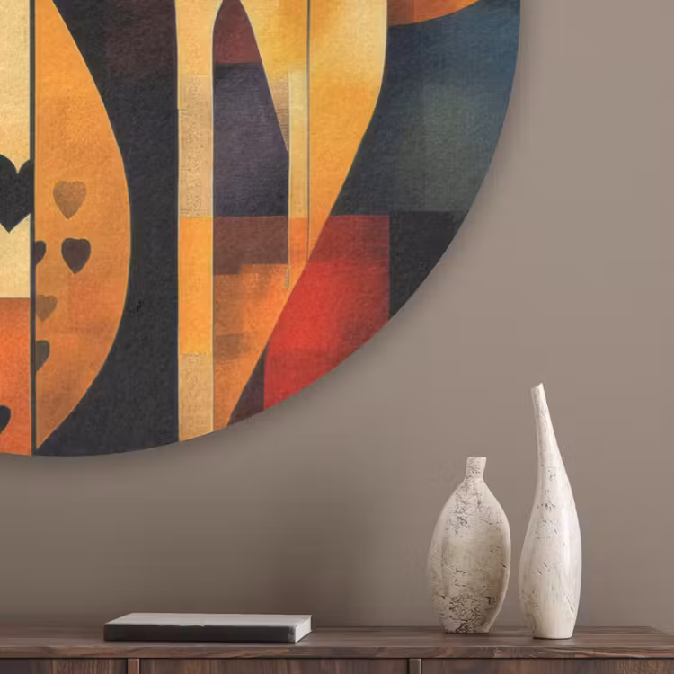 Figuren - Abstract - Symbolen Akoestische PET Vilt - Rond klein -sfeer5_closeup