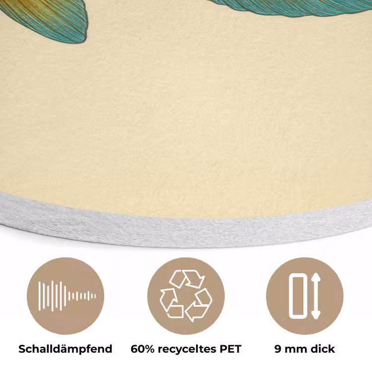 Vis - Blauw - Stippen - Schubben Akoestische PET Vilt - Rond klein -closeup_DE