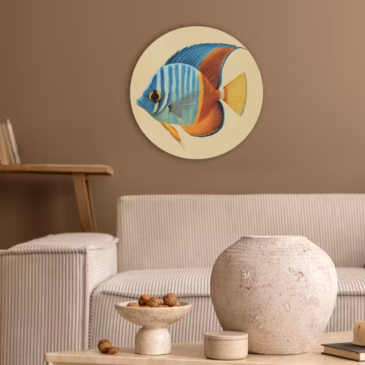Vis - Vinnen - Blauw - Ogen Akoestische PET Vilt - Rond klein -sfeer1
