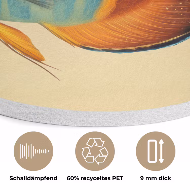 Vis - Vinnen - Blauw - Ogen Akoestische PET Vilt - Rond klein -closeup_DE