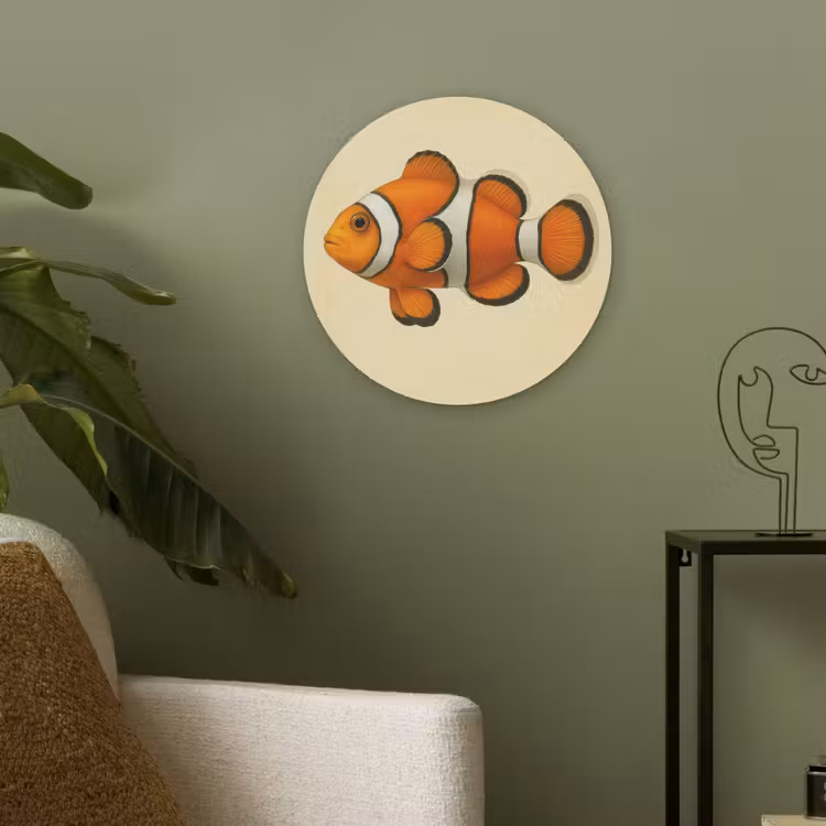 Vis - Oranje - Strepen Akoestische PET Vilt - Rond klein -sfeer2