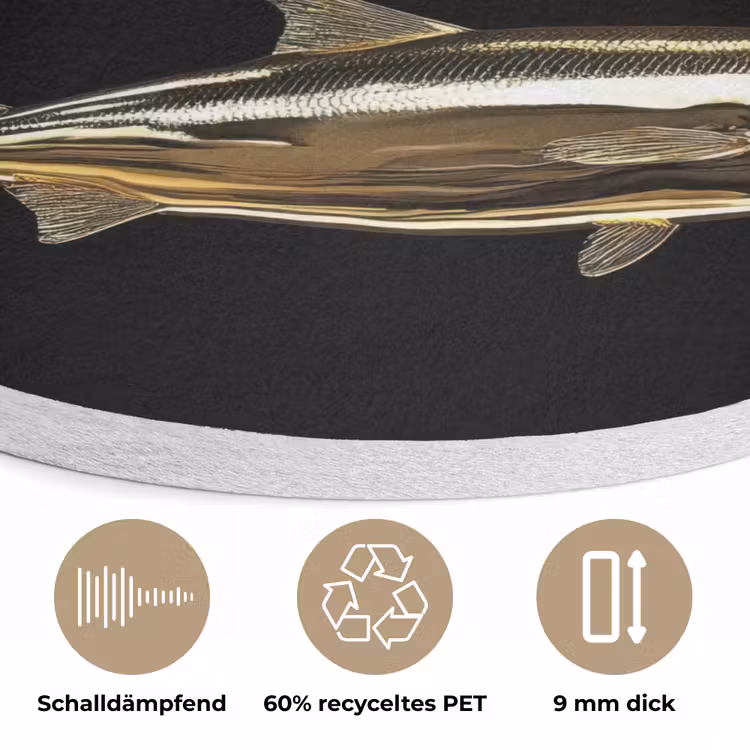 Vissen - Goud - Zwart Akoestische PET Vilt - Rond klein -closeup_DE