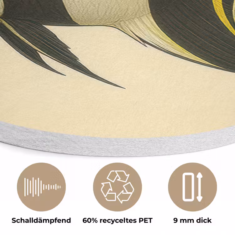 Vis - Sierlijk - Rugvin - Geel Akoestische PET Vilt - Rond klein -closeup_DE