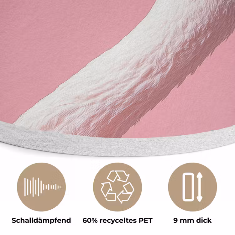 Flamingo - Roze - Koksmuts - Vogel Akoestische PET Vilt - Rond klein -closeup_DE