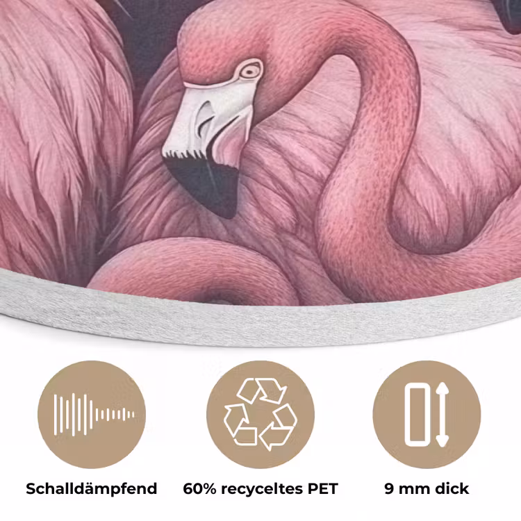 Flamingo - Roze - Dieren Akoestische PET Vilt - Rond klein -closeup_DE