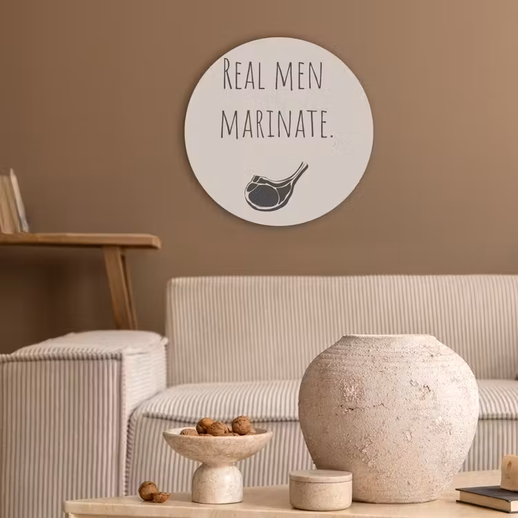 Vlees - Minimalistisch - Beige - Quote Akoestische PET Vilt - Rond klein -sfeer1