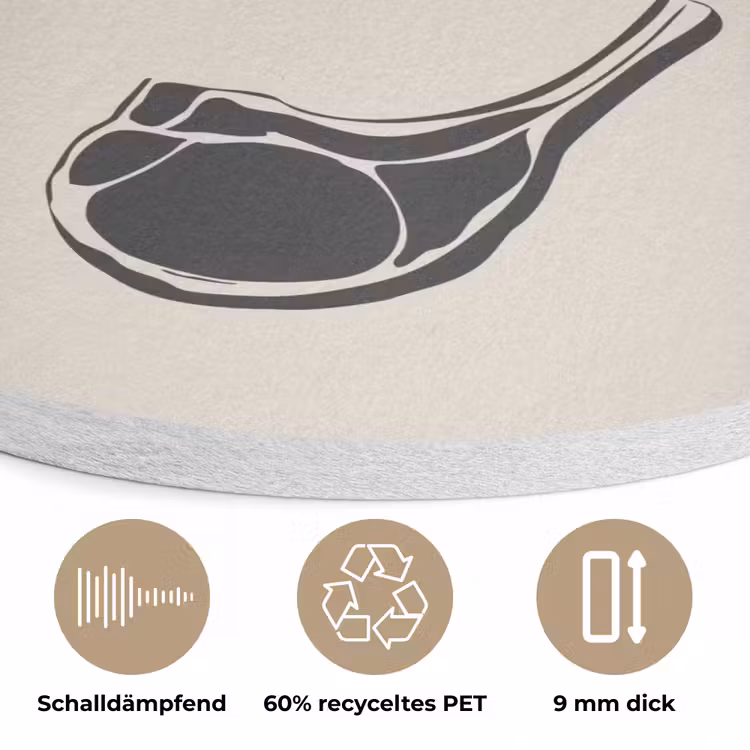 Vlees - Minimalistisch - Beige - Quote Akoestische PET Vilt - Rond klein -closeup_DE
