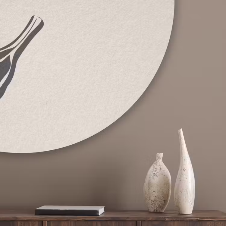Vlees - Minimalistisch - Beige - Quote Akoestische PET Vilt - Rond klein -sfeer5_closeup