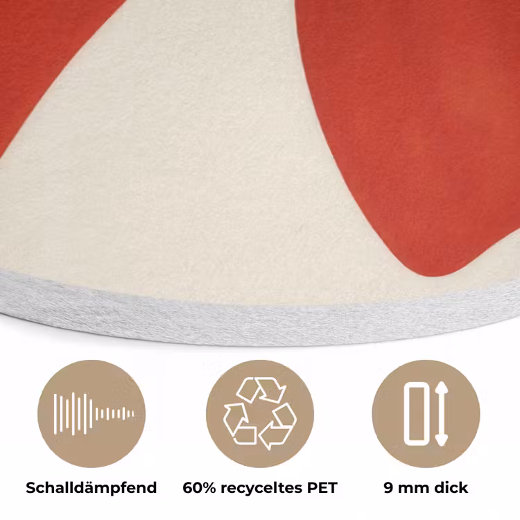 Strik - Symmetrisch - Rood - Lint Akoestische PET Vilt - Rond klein -closeup_DE