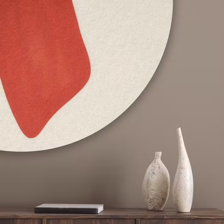 Strik - Symmetrisch - Rood - Lint Akoestische PET Vilt - Rond klein -sfeer5_closeup