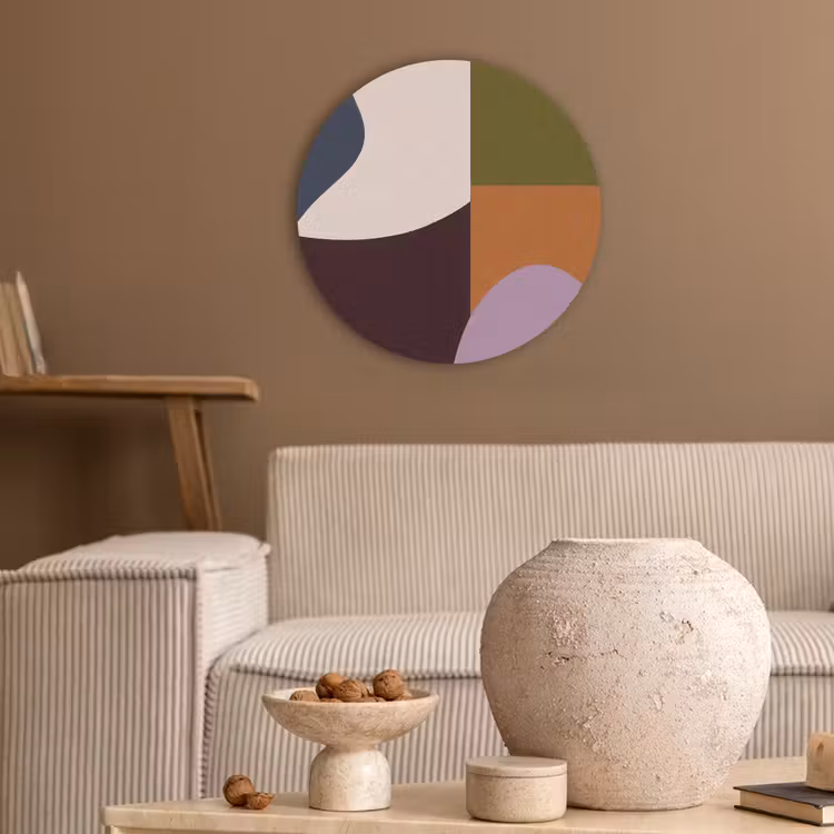 Vormen - Abstract - Kleuren - Vierkant Akoestische PET Vilt - Rond klein -sfeer1