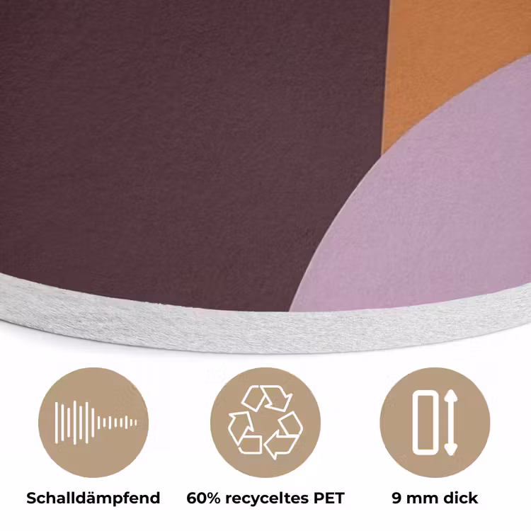 Vormen - Abstract - Kleuren - Vierkant Akoestische PET Vilt - Rond klein -closeup_DE