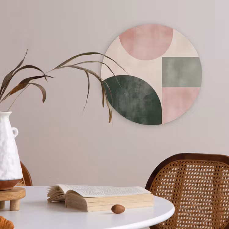 Vormen - Abstract - Cirkel - Zwart Akoestische PET Vilt - Rond klein -sfeer3