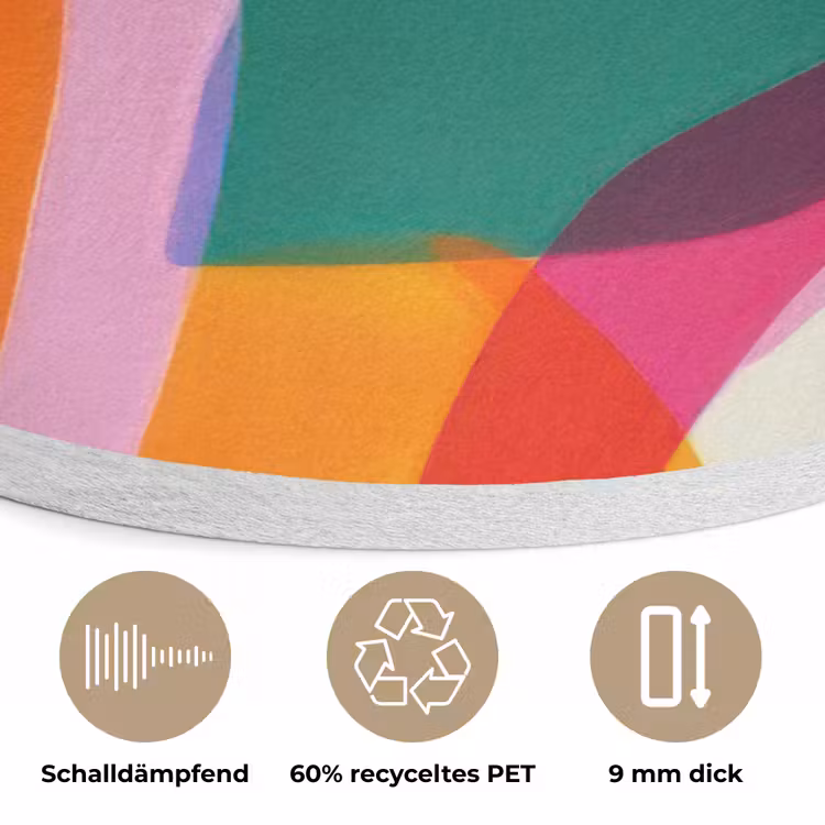 Vormen - Golvend - Abstract - Felroze Akoestische PET Vilt - Rond klein -closeup_DE
