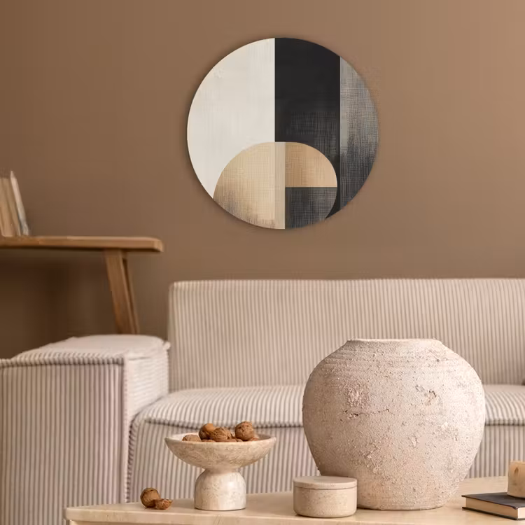 Vormen - Modern - Zwart Akoestische PET Vilt - Rond klein -sfeer1