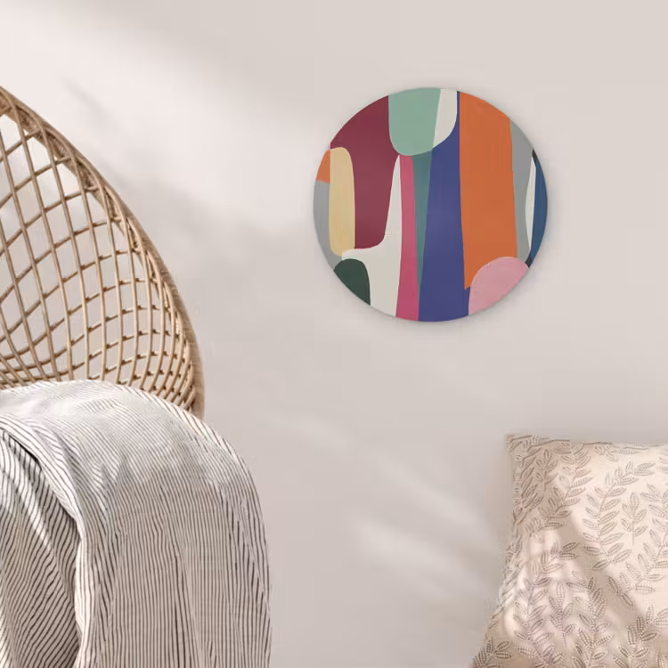 Vormen - Ritmisch - Kleuren - Abstract Akoestische PET Vilt - Rond klein -sfeer4