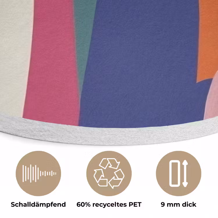 Vormen - Ritmisch - Kleuren - Abstract Akoestische PET Vilt - Rond klein -closeup_DE