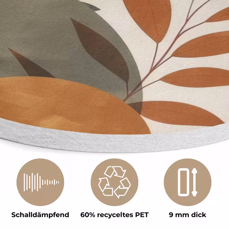 Vormen - Rond - Bladeren - Beige Akoestische PET Vilt - Rond klein -closeup_DE